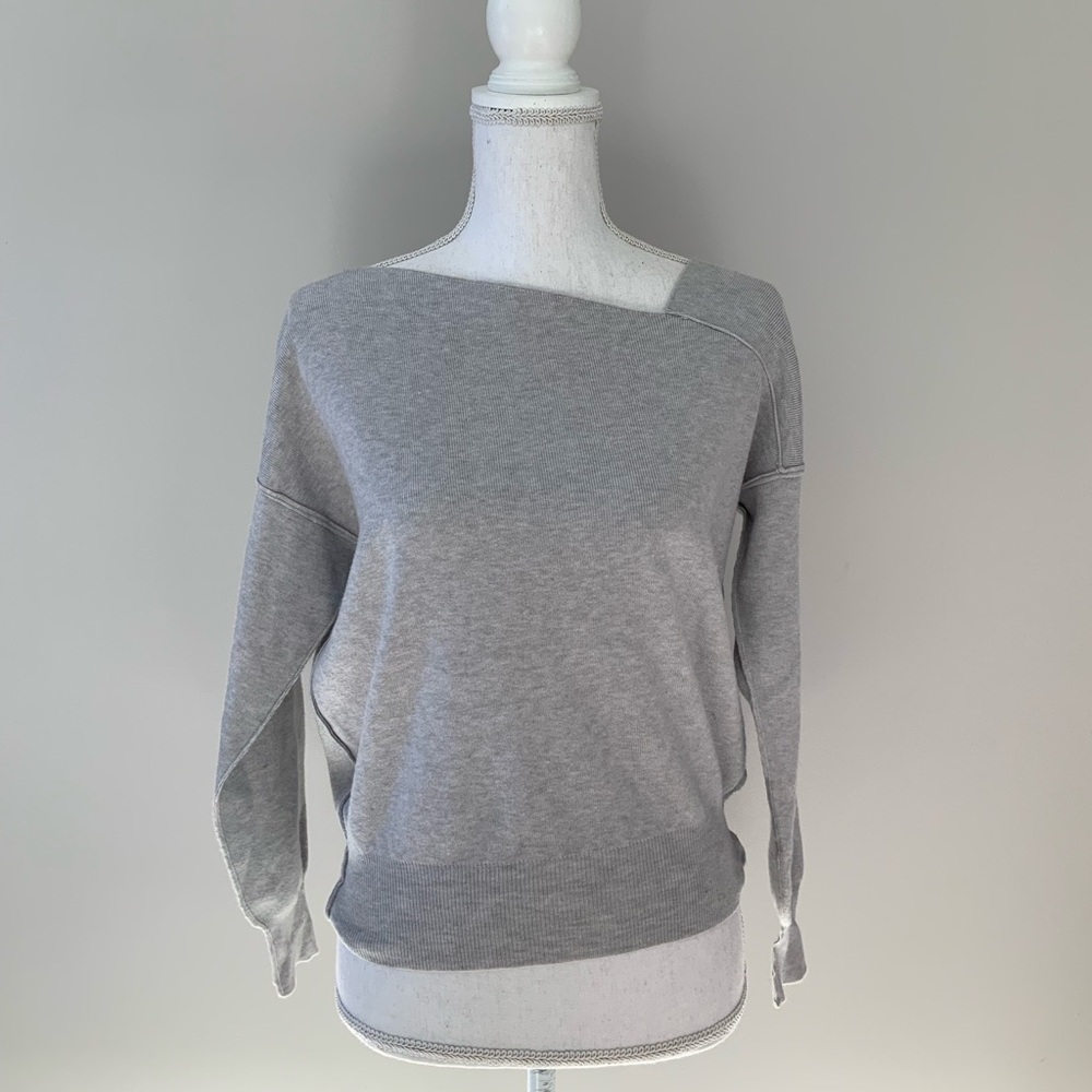 CATHERINE MALANDRINO Gray Off-Shoulder Sweater